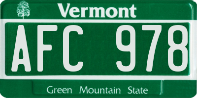 VT license plate AFC978