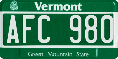 VT license plate AFC980