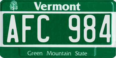 VT license plate AFC984