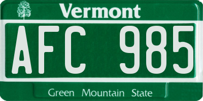VT license plate AFC985