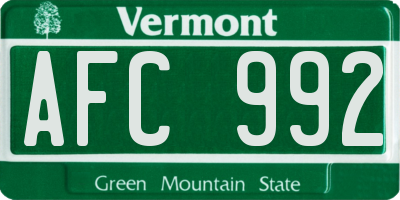 VT license plate AFC992