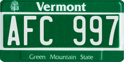 VT license plate AFC997