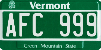 VT license plate AFC999