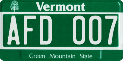 VT license plate AFD007
