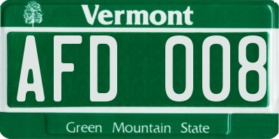VT license plate AFD008