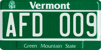 VT license plate AFD009