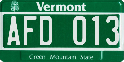 VT license plate AFD013
