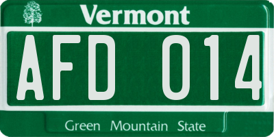 VT license plate AFD014