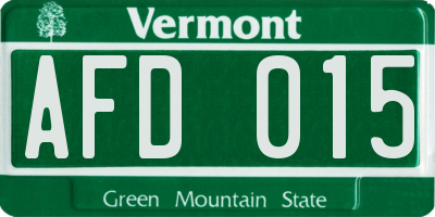 VT license plate AFD015