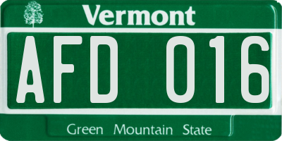 VT license plate AFD016