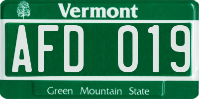 VT license plate AFD019