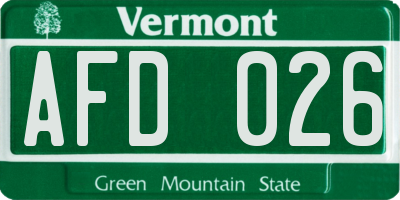VT license plate AFD026