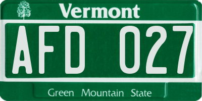 VT license plate AFD027