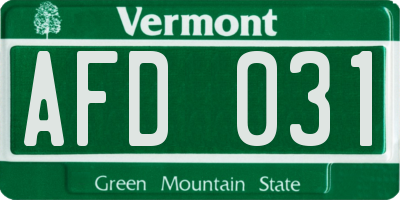 VT license plate AFD031