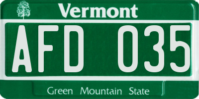 VT license plate AFD035