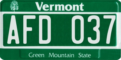 VT license plate AFD037