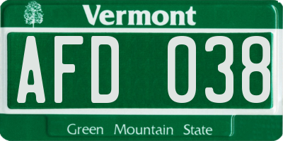 VT license plate AFD038