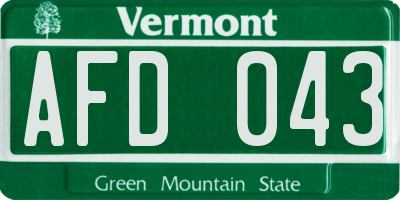 VT license plate AFD043