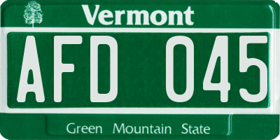 VT license plate AFD045