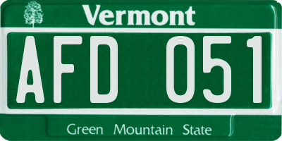 VT license plate AFD051
