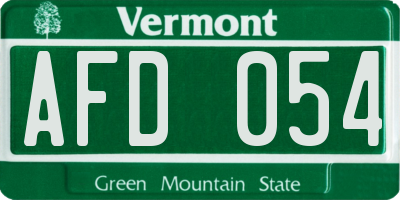 VT license plate AFD054