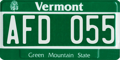 VT license plate AFD055