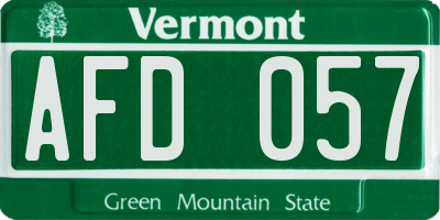 VT license plate AFD057