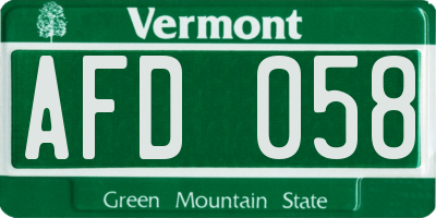 VT license plate AFD058