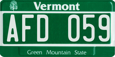 VT license plate AFD059