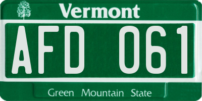 VT license plate AFD061