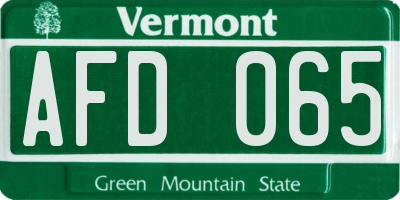 VT license plate AFD065