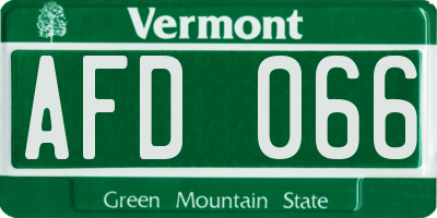 VT license plate AFD066