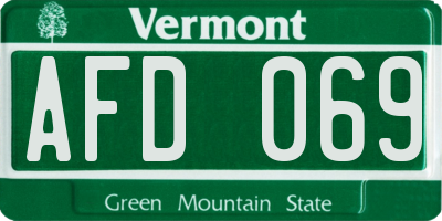 VT license plate AFD069