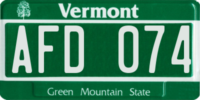 VT license plate AFD074