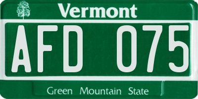 VT license plate AFD075