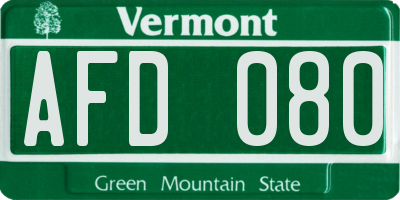 VT license plate AFD080