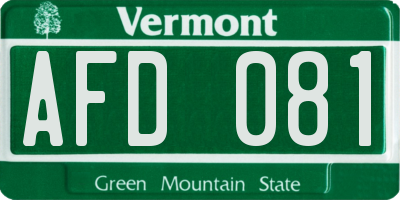 VT license plate AFD081