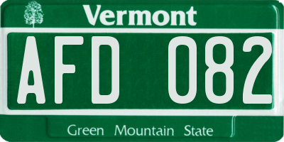 VT license plate AFD082