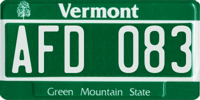 VT license plate AFD083