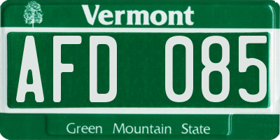 VT license plate AFD085