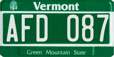 VT license plate AFD087