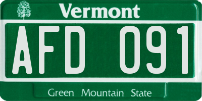 VT license plate AFD091