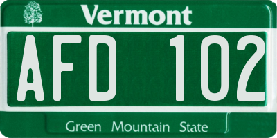 VT license plate AFD102