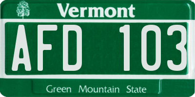 VT license plate AFD103