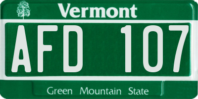 VT license plate AFD107