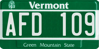 VT license plate AFD109