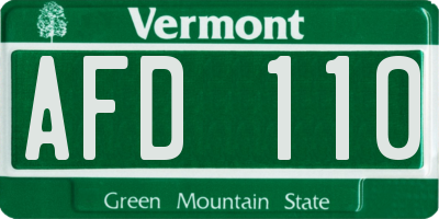 VT license plate AFD110