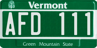VT license plate AFD111