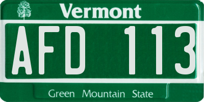 VT license plate AFD113