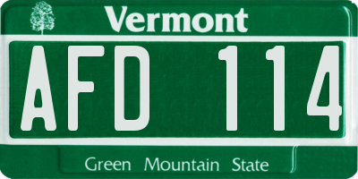 VT license plate AFD114